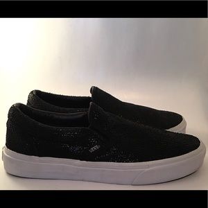 Vans Size 9 Classic Black Shiny Slip On